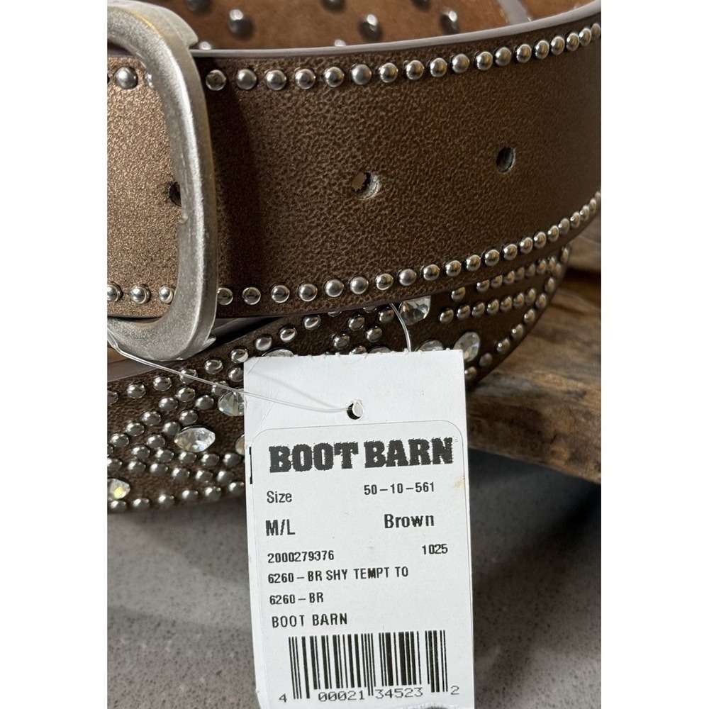 NEW Shyanne Women's Western Metallic Brown Leather Belt Rhinestones Size M/L - Picture 4 of 8